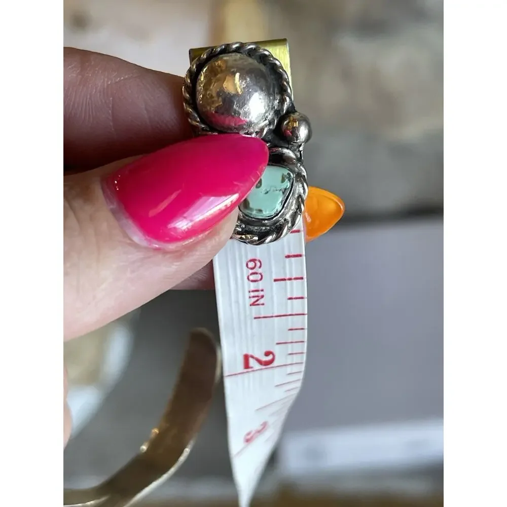 Vintage Navajo Turquoise Sterling Silver Ring Dome Concho Southwest Native 6.75 - Picture 11 of 13